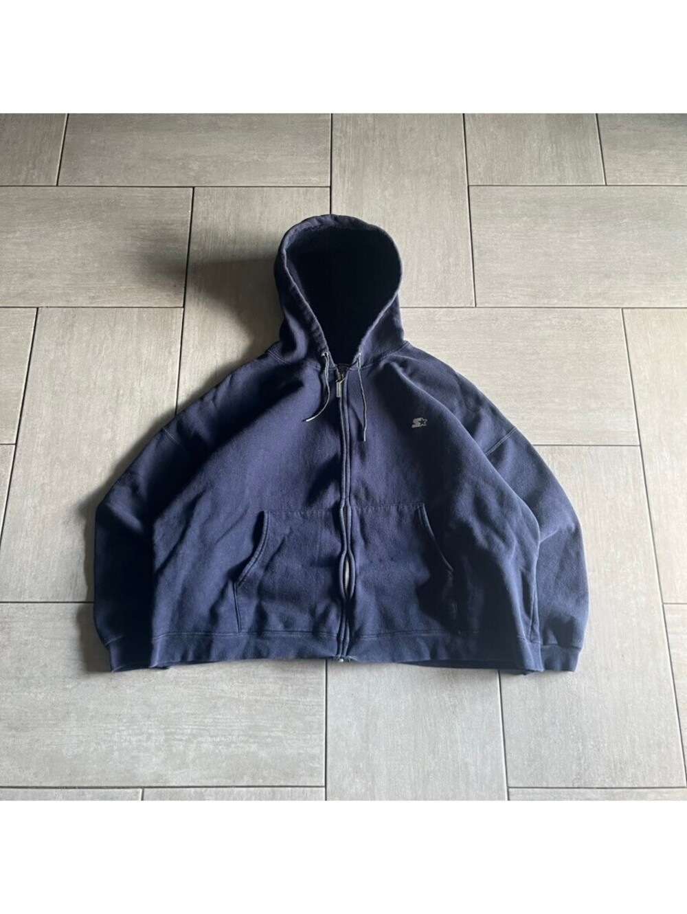 Starter Heavyweight Navy Zip-Up Hoodie Sweatshirt 2XL